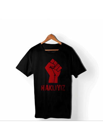 1 Mayıs Emekçilerimiz İçin Özel Tasarım HAKLIYIZ Baskılı T-shirt - Siyah