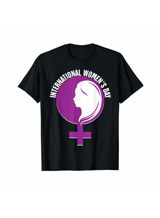 8 Mart Dünya Kadınlar Günü İçin Özel Baskılı T-shirt - Siyah