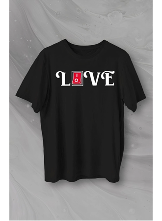 Sevgililer Günü İçin Özel Tasarım Love Baskılı T-shirt - Siyah