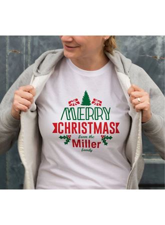 MERRY CHRISTMAS From The Miller Baskılı T-shirt - Beyaz