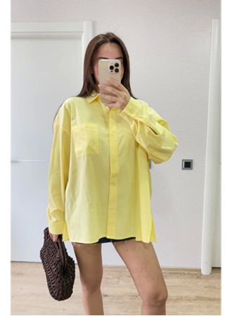Yakalı Yandan Yırtmaçlı Gömlek - Sarı