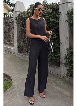 Sıfır Kollu Bluz Batik Desenli Pantolon İkili Takım 10181-08