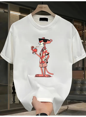 Baskılı Oversize Bisiklet Yaka T-shirt - Beyaz