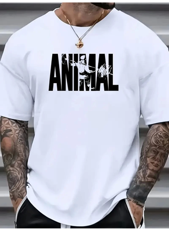 Baskılı Oversize Bisiklet Yaka T-shirt - Beyaz