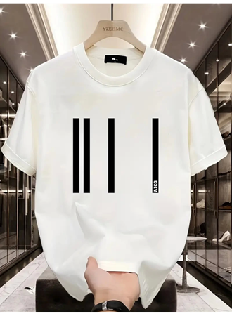 Baskılı Oversize Bisiklet Yaka T-shirt - Beyaz