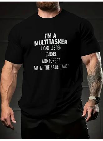 Baskılı Oversize Bisiklet Yaka T-shirt - Siyah