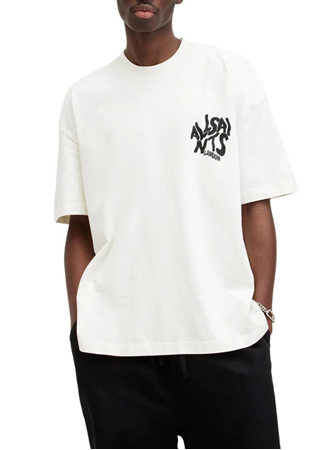 Erkek Baskılı Oversize T-shirt - Beyaz