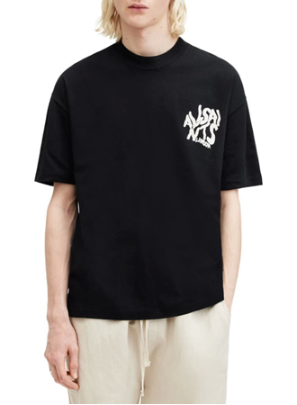 Erkek Baskılı Oversize T-shirt - Siyah