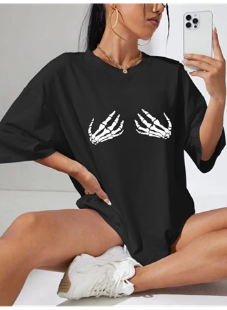 Baskılı T-shirt - Siyah