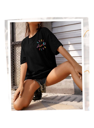 Baskılı T-shirt - Siyah