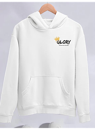 Kışlık Üç İplik Kapşonlu SweatShirt - Beyaz