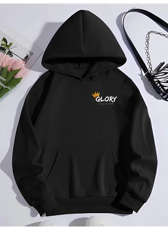 Kışlık Üç İplik Kapşonlu SweatShirt - Siyah