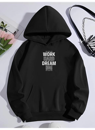 Kışlık Üç İplik Kapşonlu SweatShirt - Siyah