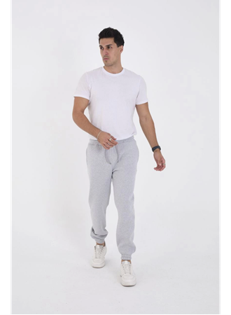 Unisex Kışlık Üç İplik Lastikli Eşofman Pantolon - Gri