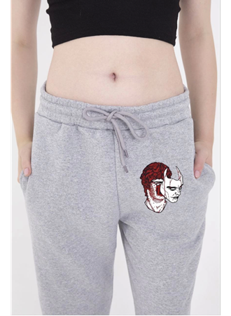 Lastikli Baskılı Eşofman Pantolon - Gri