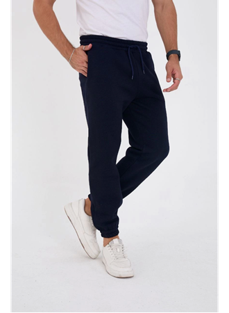 Unisex Kışlık Üç İplik Lastikli Eşofman Pantolon - Lacivert