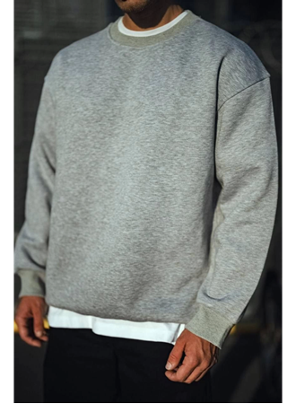 Kışlık Bisiklet Yaka Üç İplik Basic SweatShirt - Gri