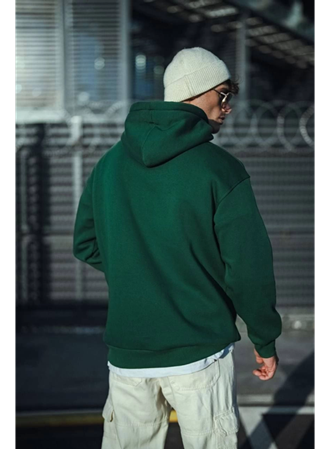 Üç İplik Penye Kapşonlu Basic SweatShirt - Haki