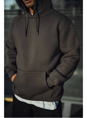 Üç İplik Penye Kapşonlu Basic SweatShirt - Antrasit