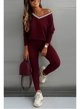 Kadın Uzun Kollu Tek Omuzu Açık Detaylı Viskon Iki Iplik Bluz Ve Pantolon Ikili Takım