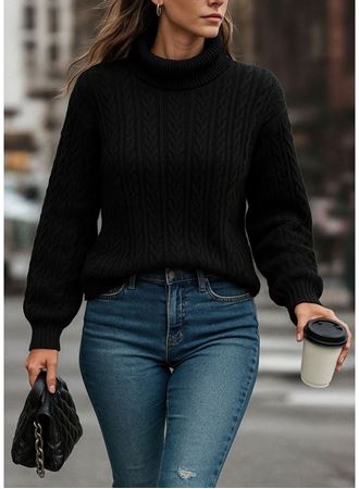 Uzun Kollu Yarı Balıkçı Yaka Triko Bluz