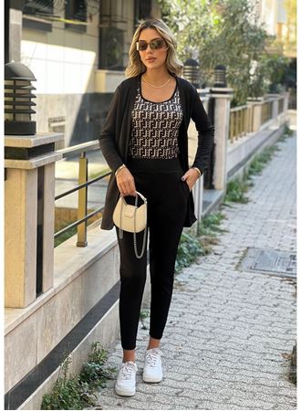 Kadın Uzun Kollukrep üçlü Takım