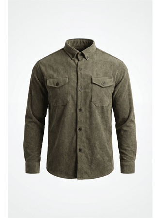 Erkek Uzun Kollu Cepli Kadife Gömlek