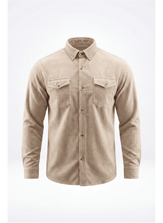 Erkek Uzun Kollu Cepli Kadife Gömlek