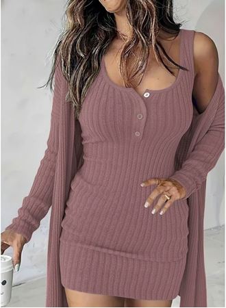 Kadın Askılı Yuvarlak Yakalı önü Düğmeli şardonlu Kaşkorse Mini Elbise Ve Kısa Ceket