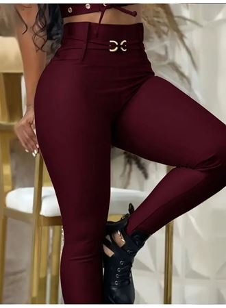 Kadın Yüksek Bel Belden Toka Detaylı Dalgıç Tayt