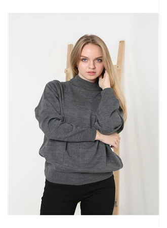 Yarım Balıkçı Yaka Triko Kazak - Füme