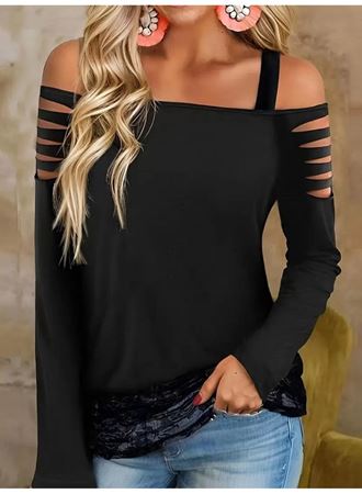 Kadın Uzun Lazer Kesik Detaylı Askılı Viskon Iki Iplik Bluz