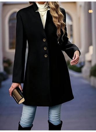 Kadın Uzun Kollu Hakim Yakalı önden Düğmeli Ithal Kaşe Astarsız Kısa Kaban