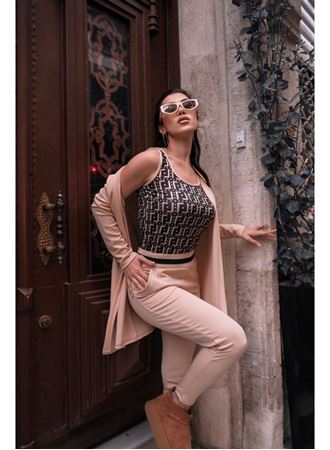 Kadın Uzun Kollu Krep üçlü Takım