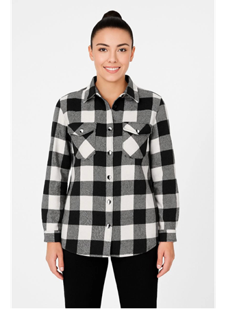 Uzun Kollu Oduncu Gömlek - Siyah