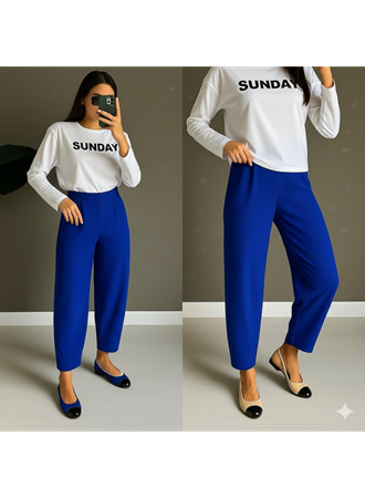 Kadın Yüksek Bel Krep Pantolon