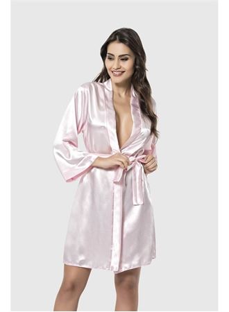 Arias Closet Pembe Kısa Saten Sabahlık
