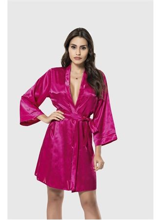 Arias Closet Vişne Kısa Saten Sabahlık