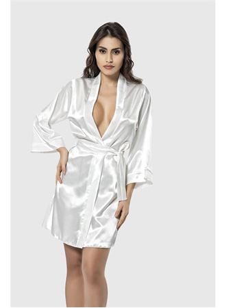 Arias Closet Ekru Kısa Saten Sabahlık