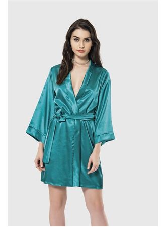Arias Closet Zümrüt Kısa Saten Sabahlık