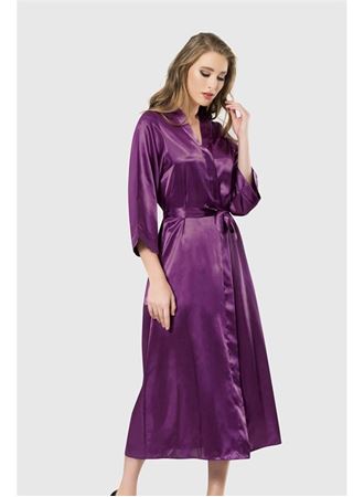 Arias Closet Mor Uzun Saten Sabahlık