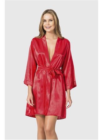 Arias Closet Kırmızı Kısa Saten Sabahlık