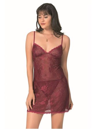 Arias Closet Bordo Kısa Jakarlı Gecelik