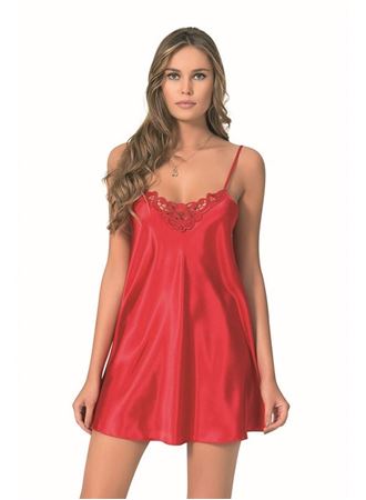 Arias Closet Kırmızı Kısa Saten Gecelik