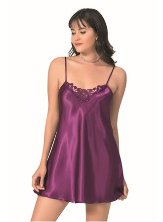 Arias Closet Mor Kısa Saten Gecelik