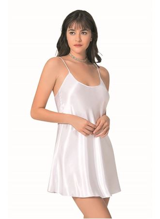 Arias Closet Beyaz Kısa Saten Gecelik
