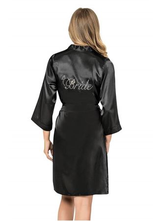 Arias Closet Siyah Kısa Saten Bride Sabahlık