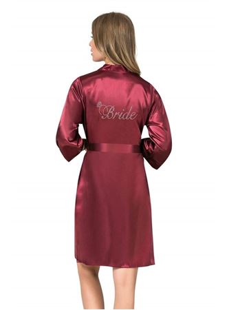 Arias Closet Bordo Kısa Saten Bride Sabahlık