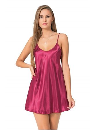 Arias Closet Bordo Kısa Saten Gecelik