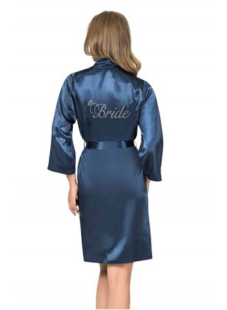 Arias Closet Lacivert Kısa Saten Bride Sabahlık